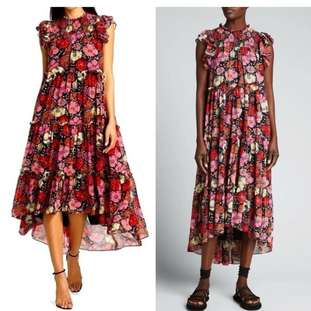 Like new! Cinq à Sept Ricki Floral High Low Dress ❤️🩷 Size 14 & flawless 🩷❤️